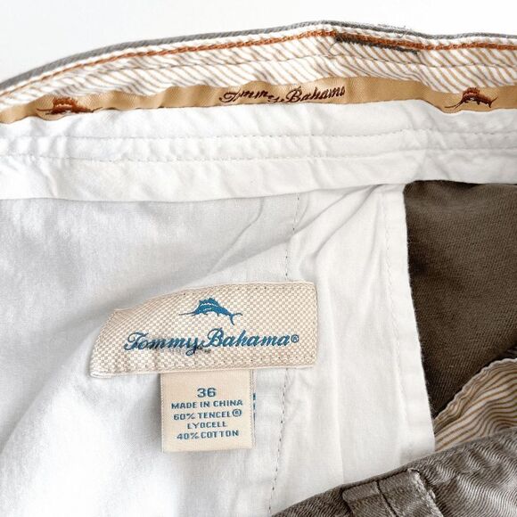 Tommy Bahama Mens Flat Front Shorts Casual Mid Length Army Green Size 36 - Picture 7 of 8